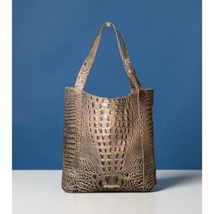 Brahmin Brayden Tote Graphite Alden Road Melbourne Croc Leather Shoulder Bag XL